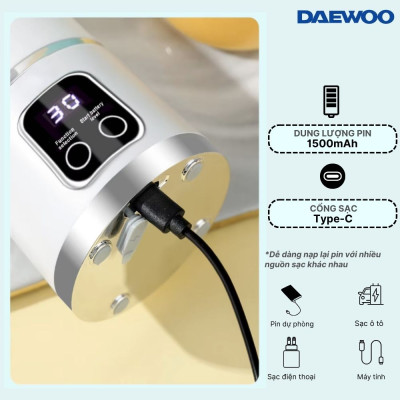 Máy xay cầm tay DAEWOO DWBL-4515 (450ml) Hàng Chính Hãng - Ly xay trái cây thông minh, nhỏ gọn, tiện lợi