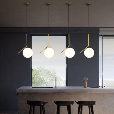 Đèn thả trần trang trí cao cấp hiện đại hình cầu trang nhã mạ Crom đẹp mắt MOON LAMP - đã bao gồm bóng LED