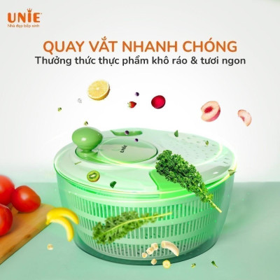 Bộ dụng cụ quay vắt đa năng Unie US4000M, dung tích 4L,Lưỡi dao cao cấp, 7 chức năng trong 1: Cắt, thái, bào rau củ - hàng chính hãng
