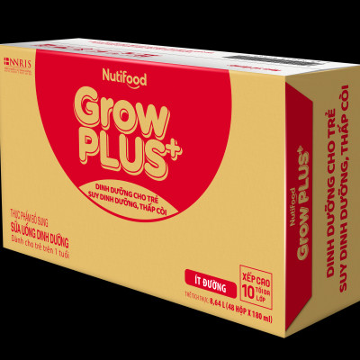 Thùng SBPS Nutifood GrowPLUS+ Suy Dinh Dưỡng Ít đường - Tăng Cân, Tăng Chiều Cao (48 Hộp x 180ml)