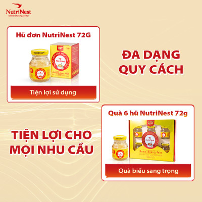 Hộp Quà 6 Hũ Yến Chưng Đường Phèn Nguyên Chất NutriNest Hữu Cơ Tự Nhiên 72g