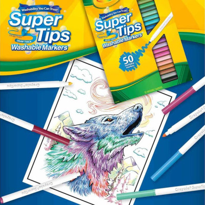 Hộp 50 Bút Lông Màu Super Tips - Dễ Tẩy Rửa - Crayola 585050