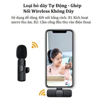 Micro Thu Âm không Dây Dành cho điện thoại Iphone IOS Cổng Lightningg , máy tính bảng PC Laptop Máy Ảnh chất lượng cao Hỗ Trợ Quay Video Livestream - hàng nhập khẩu