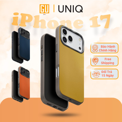 Ốp Lưng Cho iPhone 17 Series UNIQ LYDEN DS Da Vegan Cao Cấp 2 Tông Màu Viền Camera Bằng Nhôm Lót Microfiber Hỗ Trợ MagClick Hàng Chính Hãng