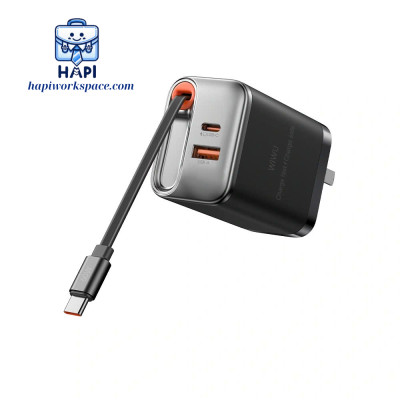 Bộ sạc nhanh GaN WiWU Helix 67W Wi-G020, sạc laptop, dây 70cm, chân gập