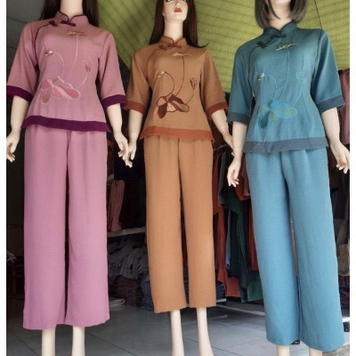 ĐỒ LAM ĐI CHÙA  Mầu Đài Loan Vải Tơ - Đũi Cao Cấp