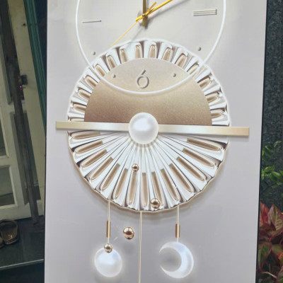 (ẢNH THẬT) Tranh đồng hồ treo tráng gương họa tiết sang trọng 6 trang trí phòng khách, quà tân gia