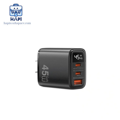 Củ sạc GaN hàng chính hãng WiWU Firefly 45W Wi-G011: 3 cổng, hỗ trợ PPS 21V, QC3+, sạc nhanh đa thiết bị