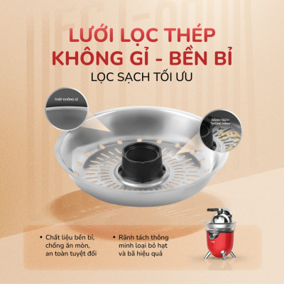 [SP MỚI] Máy vắt cam UNIE UECJ-666 công suất 100W, dung tích bình chứa 500ml, lưới lọc inox 304, Hàng chính hãng bảo hành 12 tháng