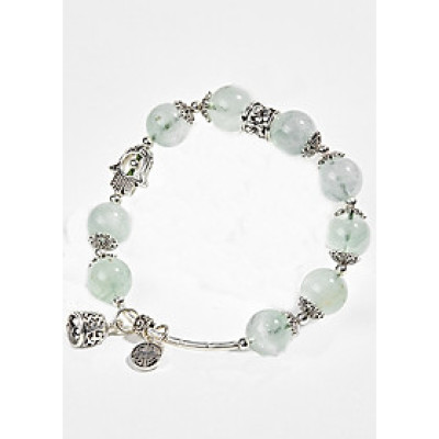 Vòng Thạch Anh Xanh Phối Charm Chuông Bạc (8mm)