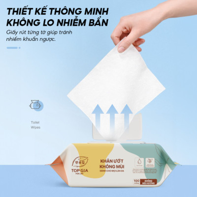 Thùng 10 gói khăn ướt Topgia siêu hot 100 tờ an toàn cho mọi loại da
