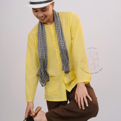 Bộ Bà ba áo vàng quần nâu nam bộ- Miền tây-giá rẻ- Có bộ bà ba Bigsize- may bộ áo bà ba theo yêu cầu
