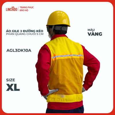 Áo Gile Kỹ Sư, Giám Sát Công Trình, Bảo Hộ Lao Động, 3 Đường Kéo, 6 Túi - Mã AGL3DK10A