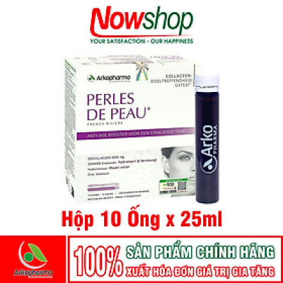 Nước uống collagen marin 5000mg Perles De Peau Arkopharma hộp 10 ống dưỡng ẩm đẹp da ngừa lão hóa – Nhập khẩu chính hãng Pháp