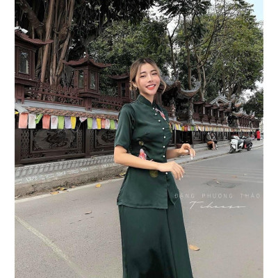 Đồ Lam Đi Chùa Mẫu Cá Ngọc Quần Váy