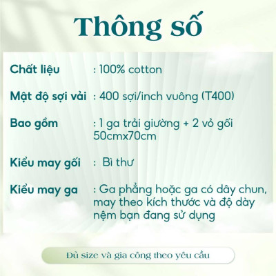 Bộ Ga Gối Tiêu Chuẩn Khách Sạn 5 Sao SAGATEX, 3 Sản Phẩm, Mềm Mịn, Nằm Mát, Sang Trọng