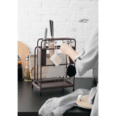 KỆ ĐỂ DAO THỚT SƠN TĨNH ĐIỆN ĐEN CÓ ÔNG CẮM ĐŨA