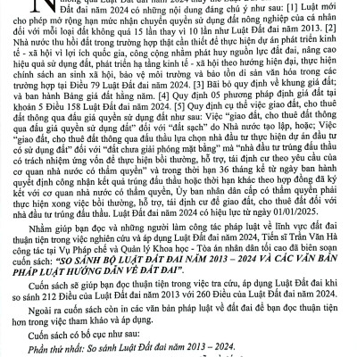 So Sánh Luật Đất Đai Năm 2013-2024 Và Các Văn Bản Pháp Luật Hướng Dẫn Luật Đất Đai
