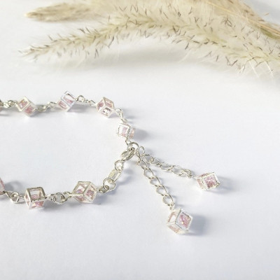 Vòng Tay Lắc Tay Nữ Đính Đá Hộp Lập Phương BẠC HIỂU MINH LTU564