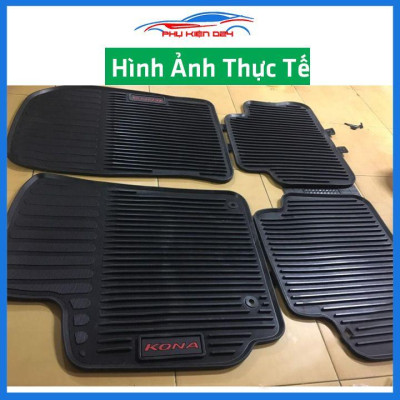 Lót sàn ô tô cao su Kona 2018-2019-2020-2021-2022 không mùi chống trơn trượt