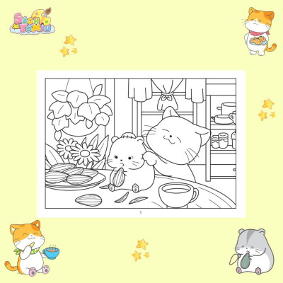 Sách Tô Màu - Baby Three, Capybara Và Mèo Cam, Thị Trấn Nhỏ, Tết Và Lễ Hội, Mèo Cam Và Hamster - Combo 5 Cuốn - Minh Thắng