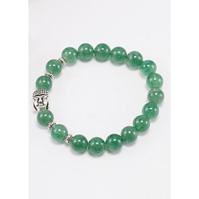 Vòng tay thạch anh dâu xanh phối charm phật bạc (8mm) Ngọc Quý Gemstones