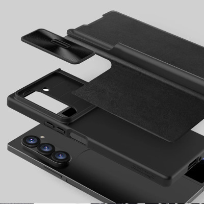 bao da chống sốc cho Samsung Galaxy Z Fold 6 trang bị nắp bảo vệ Camera và ngăn đựng S-Pen hiệu Nillkin Qin Pro (chất liệu da cao cấp, thiết kế thời trang cá tính) - Hàng nhập khẩu