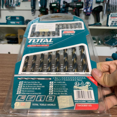 BỘ MŨI KHOAN KIM LOẠI HSS 19 CHI TIẾT 1-10MM TOTAL TAKSDB9195
