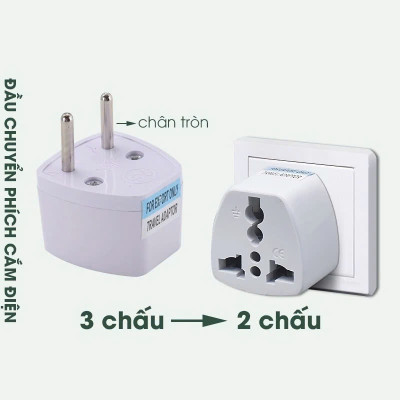 Đầu Chuyển 3 Chấu Thành 2 Chấu Để Sử Dụng Các Loại Ổ Cắm Thông Dụng Đa Năng