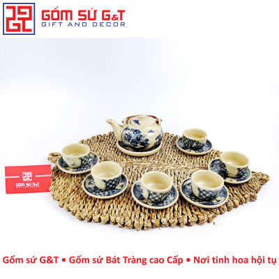 Bộ trà quả hồng nhị cảnh men rạn Gốm Sứ G&T
