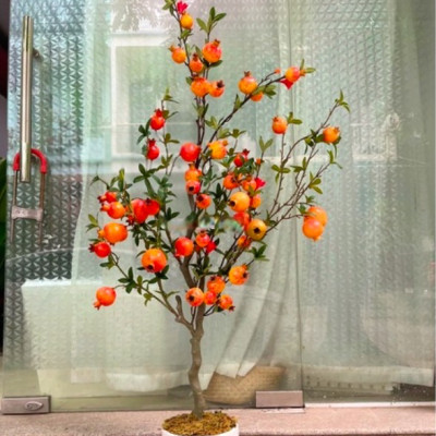 Cây lựu giả - cao 140cm - Cây giả, hoa lụa Decor trang trí nhà cửa