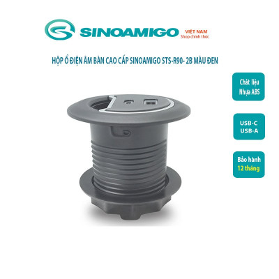 Ổ cắm USB âm bàn sạc nhanh Type C + Type A Sinoamigo STC-1W/C20 dùng cho bàn làm việc và bàn họp văn phòng - Hàng chính hãng