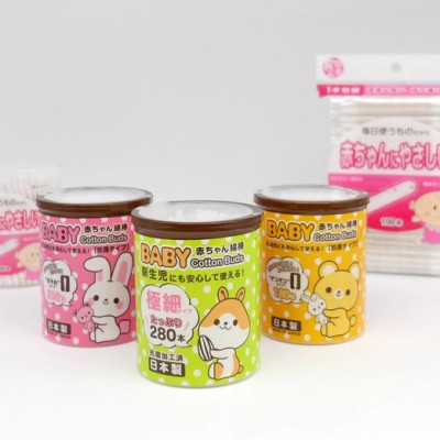 Hộp tăm bông ngoáy tai kháng khuẩn cao cấp dành cho bé hàng chính hãng Sanyo Nhật Bản - Made in Japan