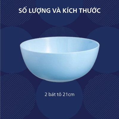 Bộ 2 bát tô thủy tinh Luminarc Diwali 21cm, dùng lò vi sóng, máy rửa bát - P2614*2/P2615*2/D7410*2 | Hàng chính hãng