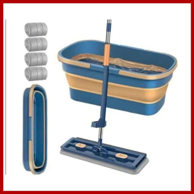 Bộ Cây Lau Tự Vắt Nhà Kèm Xô Gấp Gọn Silicon Thông Minh, Tặng Kèm 4 Bông Lau Mẫu Mới 2025 - HÀNG CHÍNH HÃNG MINIIN