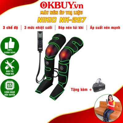 Máy Nén Ép Trị Liệu Suy Giãn Tĩnh Mạch Chân Nikio NK-287 - Massage Chân Bằng Công Nghệ Túi Khí Tân Tiến Với Áp Suất 50 Kpa - Tích Hợp Nhiệt Sưởi Ấm Đầu Gối - Tăng Tuần Hoàn Máu, Hỗ Trợ Cải Thiện Suy Giãn Tĩnh Mạch Và Đau Nhức Chân