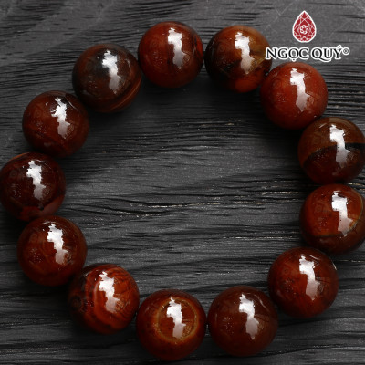 Vòng mã não nâu đỏ mệnh hỏa thổ - Ngọc Quý