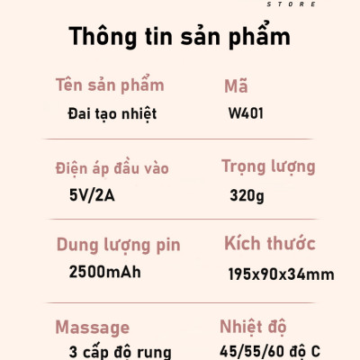Máy massage làm ấm bụng, giảm đau bụng đau lưng cho bạn gái đến kỳ Rhino W401 Đai đeo chườm nóng giảm đau bụng kinh nguyệt - Hàng chính hãng