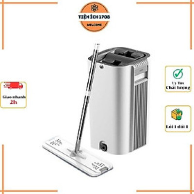 Bộ lau nhà Plus 2 ngăn tự vắt, cây lau nhà xoay 360 độ giúp lau sàn làm sạch