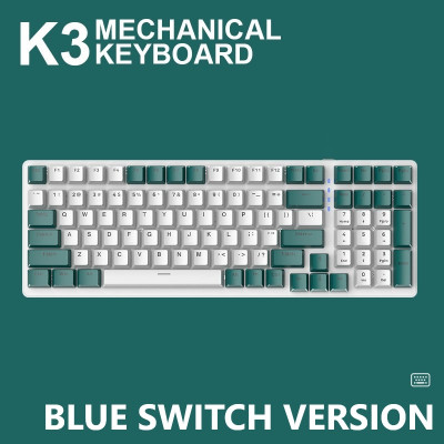 Bàn phím cơ gaming K3 Led Rainbow Hotswap Chống ồn cho máy tính laptop hàng nhập khẩu