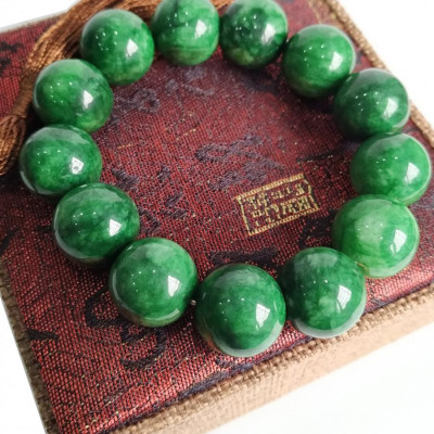Vòng tay mã não xanh lục tự nhiên 11mm tặng hộp đựng phong thủy V5254