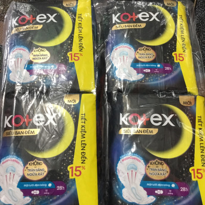 (Gói lớn 12 Miếng)-1 Gói Băng Vệ Sinh Kotex Siêu Ban Đêm 28cm - Mỗi Gói 12 Miếng- HSD luôn mới
