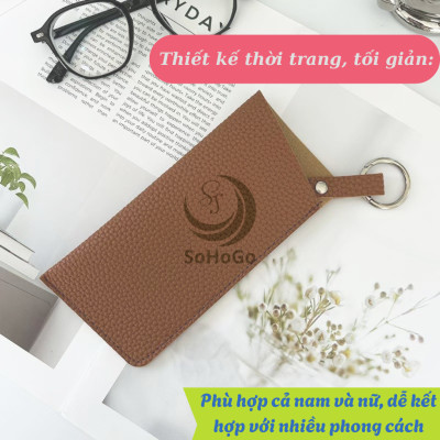 Túi Đựng Kính Da Cao Cấp Kiêm Móc Khóa -Bao Kính Mini Da PU Kèm Vòng Treo -Ví Đựng Kính Thời Trang Mini Đa Năng