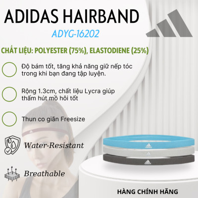Băng Đô Thể Thao Freesize Chính Hãng ADIDAS ADAC-16202 Hairband (Bộ 3 Sợi) - Thun Co Giãn Cao Cấp