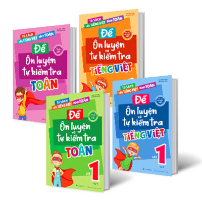 Combo 4 Cuốn Đề Ôn Luyện Và Tự Kiểm Tra Toán + Tiếng Việt Lớp 1