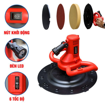 Máy Xoa Vữa Có Đèn, Trát Tường Boshun - Công Suất 2500W - 6 Cấp Độ Chỉnh Lực - 2 Tay Cầm - Có LED Trợ Sáng Xoay 360 Độ - Bảo Hành Chính Hãg 6 tháng phụ kiện