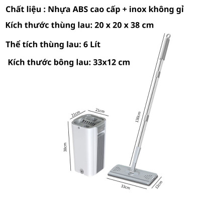 Cây Lau Nhà Tự Vắt, Chổi Lau Nhà Thế Hệ Mới Xoay 360 Độ Có 8 Bông Lau Đi Kèm - Hàng Nhập Khẩu