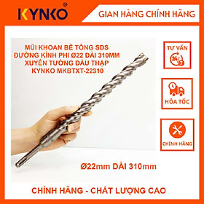 MŨI KHOAN BÊ TÔNG SDS ĐƯỜNG KÍNH PHI Ø 22 DÀI 310MM XUYÊN TƯỜNG ĐẦU THẬP KYNKO MKBTXT- 22310