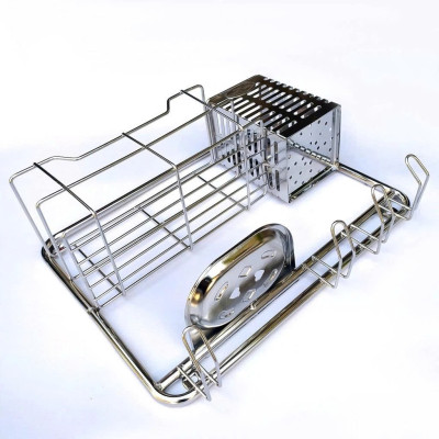 Kệ Inox Nhà Tắm Treo Tường Đa Năng - Khay bàn chải, để xà bông, chai lọ, có móc treo