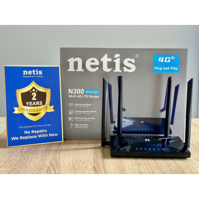 Router wifi 4G Bộ Phát Wifi Chuẩn N Dùng Sim 4G LTE 300Mbps NETIS Model MW5360 Bảo hành 24 tháng - Hàng chính hãng